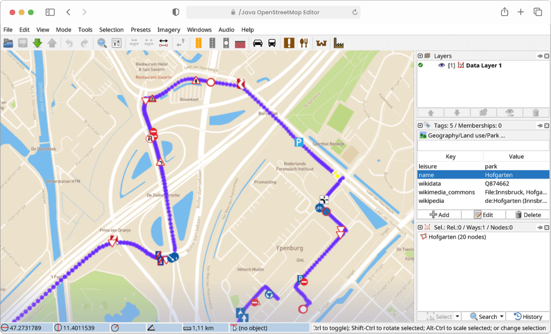 OpenStreetMap editing interface